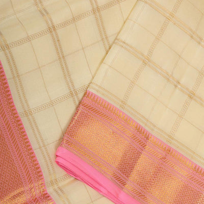 Kanchi Silk Ivory Cream Traditional Dhoti With Kanduva (8 X 4)