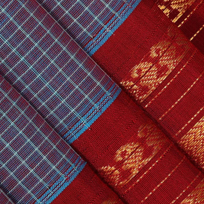 Gadwal Cotton Light Blue Violet Saree