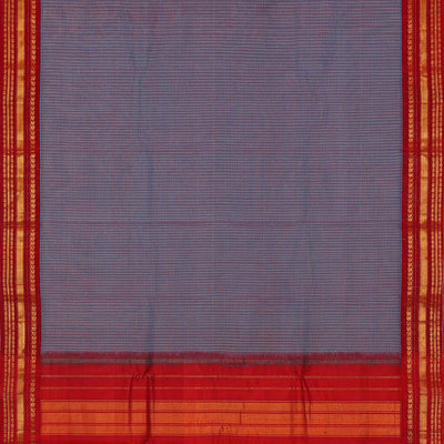 Gadwal Cotton Light Blue Violet Saree