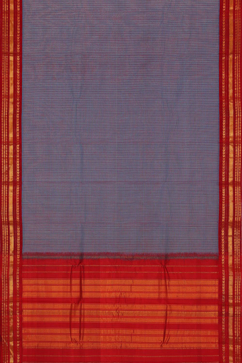 Gadwal Cotton Light Blue Violet Saree