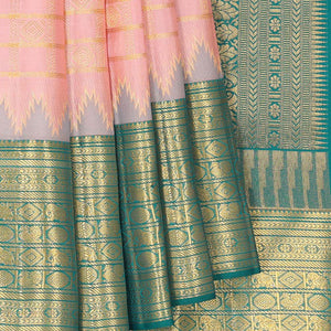 Kanchipattu Brocade Coral Pink Saree