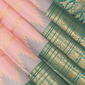 Kanchipattu Brocade Coral Pink Saree