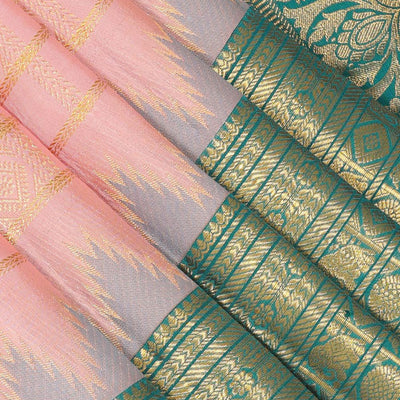 Kanchipattu Brocade Coral Pink Saree
