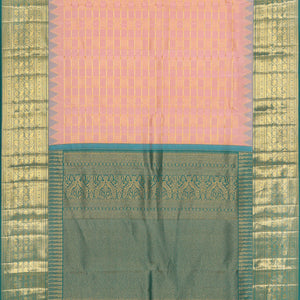 Kanchipattu Brocade Coral Pink Saree