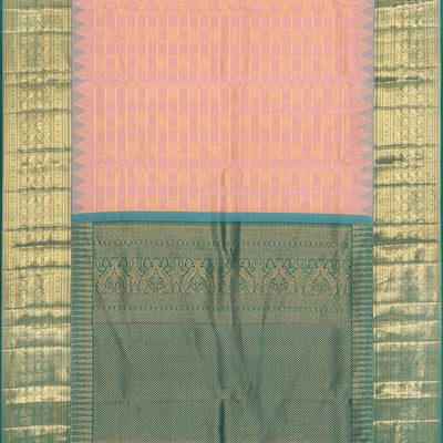Kanchipattu Brocade Coral Pink Saree