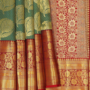 Kanchipattu Bottle Green Brocade Saree