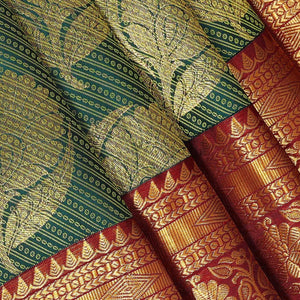 Kanchipattu Bottle Green Brocade Saree