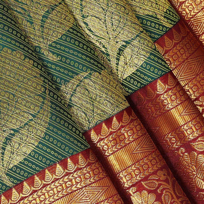 Kanchipattu Bottle Green Brocade Saree