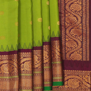 Gadwal Silk Parrot Green Saree