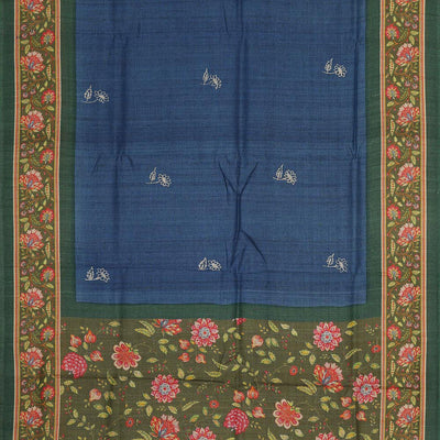 Dark Blue Tussar Silk Saree