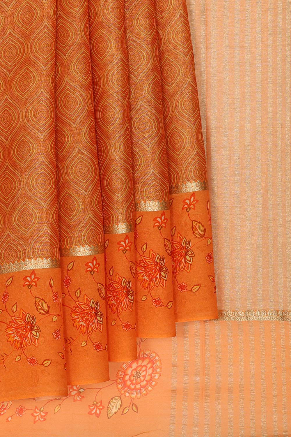 Crepe Orange Saree