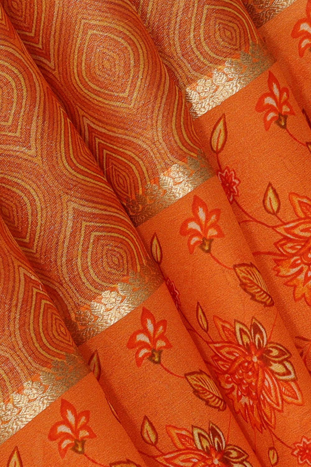 Crepe Orange Saree