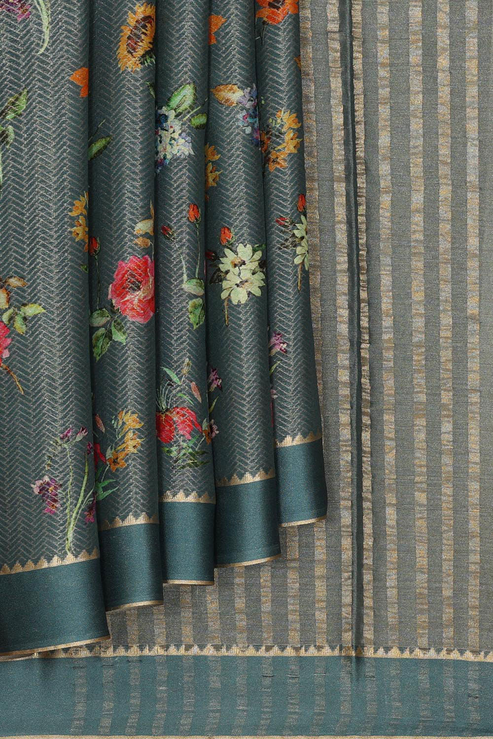 Georgette Grey Saree