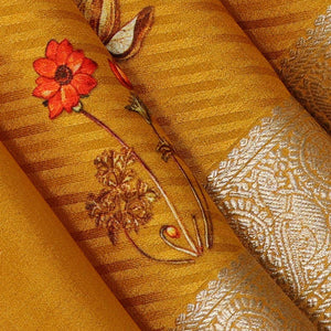 Crepe Fenugreek Yellow Saree