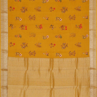 Crepe Fenugreek Yellow Saree