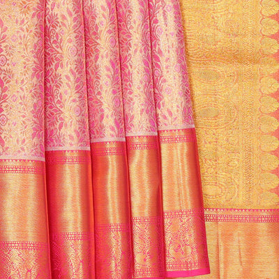 Kanchipattu Bright Pink Tissue Brocade Saree