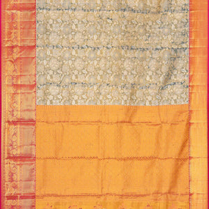 Kanchipattu Bluish Grey Tissue Brocade Saree