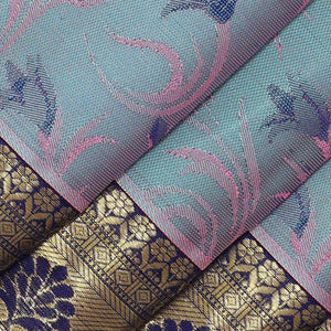 Kanchipattu Bluish Grey Brocade Saree