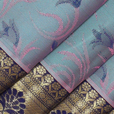 Kanchipattu Bluish Grey Brocade Saree