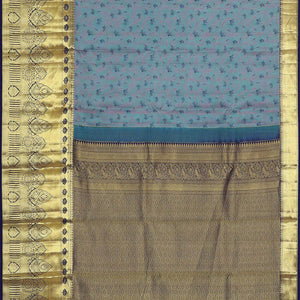 Kanchipattu Bluish Grey Brocade Saree