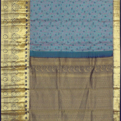Kanchipattu Bluish Grey Brocade Saree