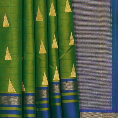 Dark Parrot Green Silk Saree