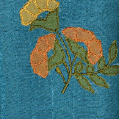 Embroidered Tussar Silk Teal Blue Saree