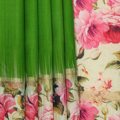 Jute Silk Leaf Green Saree