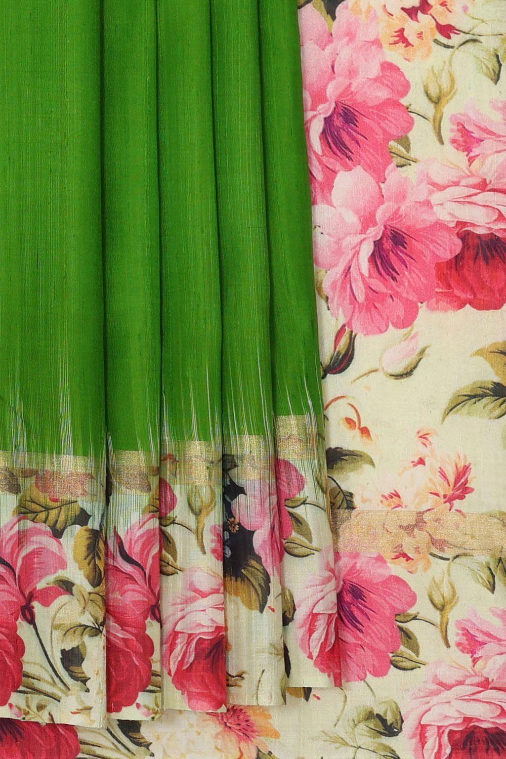 Jute Silk Leaf Green Saree