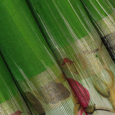 Jute Silk Leaf Green Saree