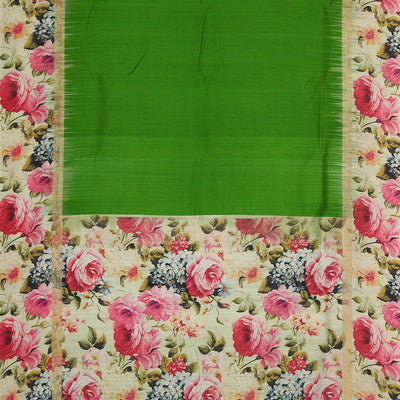 Jute Silk Leaf Green Saree