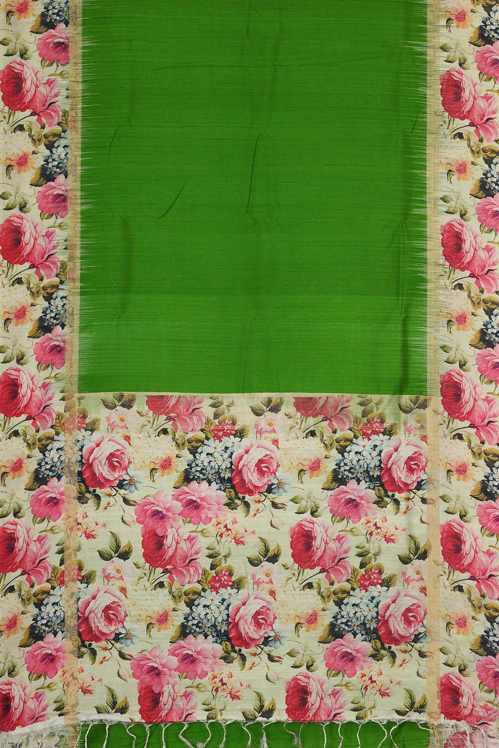 Jute Silk Leaf Green Saree