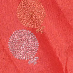 Kanchipattu Bright Peach Brocade Saree