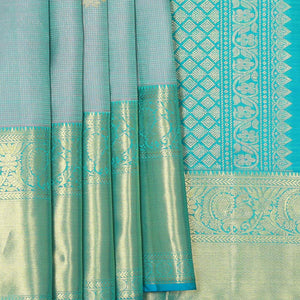 Kanchipattu Bluish Grey Brocade Saree