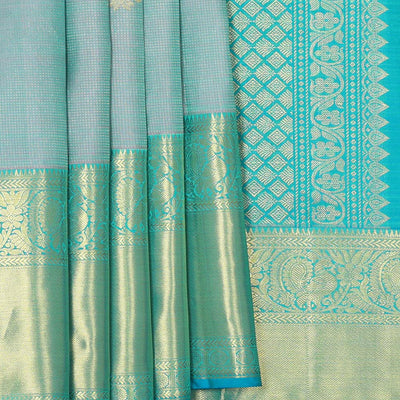 Kanchipattu Bluish Grey Brocade Saree