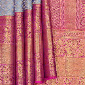 Kanchipattu Bluish Grey Brocade Saree