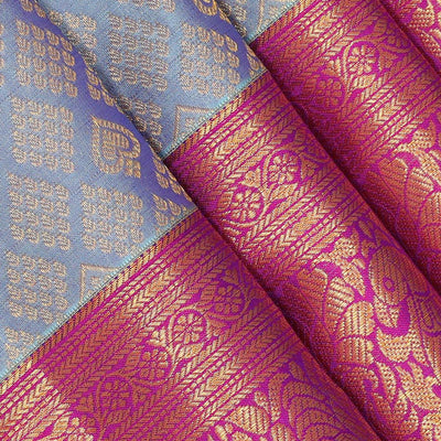 Kanchipattu Bluish Grey Brocade Saree