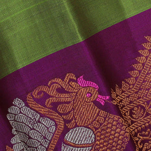 Gadwal Silk Parrot Green Saree