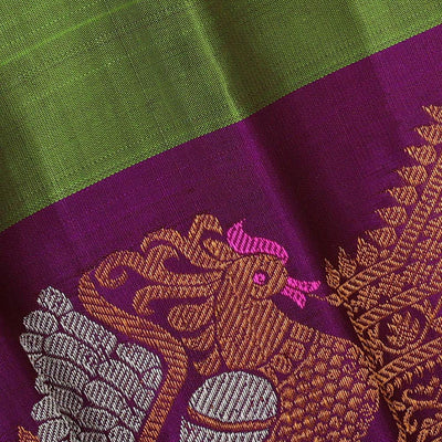 Gadwal Silk Parrot Green Saree