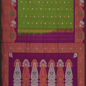 Gadwal Silk Parrot Green Saree