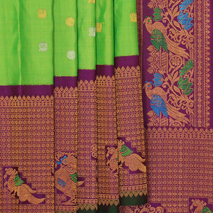 Gadwal Silk Parrot Green Saree