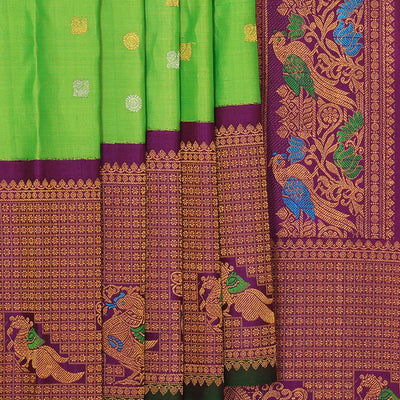 Gadwal Silk Parrot Green Saree