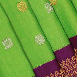 Gadwal Silk Parrot Green Saree