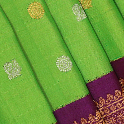 Gadwal Silk Parrot Green Saree