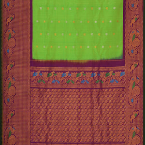 Gadwal Silk Parrot Green Saree