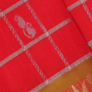Kanchipattu Bright Red Brocade Saree