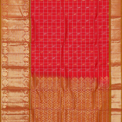 Kanchipattu Bright Red Brocade Saree