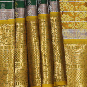 Kanchipattu Bottle Green Brocade Saree
