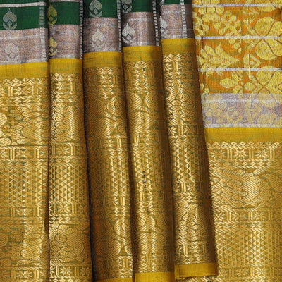 Kanchipattu Bottle Green Brocade Saree