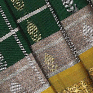 Kanchipattu Bottle Green Brocade Saree